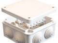 Коробка распределительная ОП 105х105х56мм IP54 с клемм. 7 выходов 4 гермоввода 10А 12 контактов крышка на винтах бел. Epplast 110043