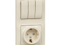 Блок комбинированный Glossa (розетка с заземл. защ. шторки + 3-кл. выкл.) беж. SE GSL000278
