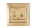 Розетка компьютерная + телефонная 2-м СП Mira RJ45 + RJ11 зол. метал. LEZARD 701-1313-143
