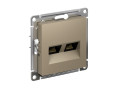 Розетка компьютерная 2-м AtlasDesign RJ45 кат.5E механизм шампань SE ATN000585