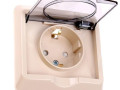 Розетка 1-м СП Этюд 16А IP44 250В с заземл. защ. шторки крем. SE PC16-044K