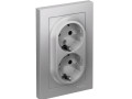 Розетка 2-м СП AtlasDesign 16А IP20 с заземл. защ. шторки в сборе алюм. SE ATN000326