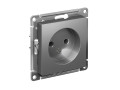 Розетка 1-м СП AtlasDesign 16А IP20 без заземл. без защ. шторок механизм сталь SE ATN000941