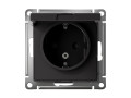 Розетка 1-м СП AtlasDesign 16А IP20 с заземл. защ. шторки с крышкой механизм карбон SE ATN001046