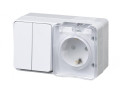 Блок ОП AtlasDesign PROFI IP54 (розетка 1-м 16А заземл. защ. шторки + 2-кл. выключатель 10А) бел. SE ATN540174