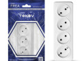Розетка 4-м ОП Frea 16А IP20 250В без заземл. АБС-пластик бел. TOKOV ELECTRIC TKE-FR-R4-C01