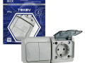 Блок ОП Nix (розетка 16А 250В с заземл. + 2-кл. выкл. 10А) IP54 сер. TOKOV ELECTRIC TKE-NX-V2RZ-C06T-IP54