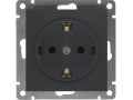 Розетка 1-м СП Афина 16А IP20 с заземл. механизм графит Universal A0028-Gr