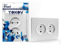 Розетка 2-м СП Pixel 16А IP20 без заземл. в сборе бел. TOKOV ELECTRIC TKE-PX-R2F-C01