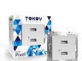 Розетка 2-м USB СП Pixel тип A+A 5В 1х2.1А 2х1.05А механизм бел. TOKOV ELECTRIC TKE-PX-2USB-C01