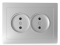 Розетка 2-м СП Pixel 16А IP20 без заземл. в сборе алюм. TOKOV ELECTRIC TKE-PX-R2F-C03