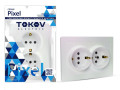 Розетка 2-м СП Pixel 16А IP20 с заземл. защ. шторки в сборе перламутр. TOKOV ELECTRIC TKE-PX-R2FZSF-C04