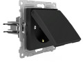 Розетка 1-м СП Pixel 16А IP20 с заземл. защ. шторки с крышкой механизм карбон TOKOV ELECTRIC TKE-PX-R1ZSW1-C14