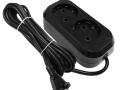 Удлинитель 2х3м без заземл. 10А IP20 Е-202 ПВС 2х0.75 АБС-пластик черн. UNIVersal 2104