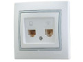 Розетка компьютерная + телефонная 2-м СП Mira RJ45 + RJ11 IP20 с сер. вставкой бел. LEZARD 701-0215-143