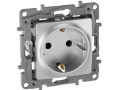 Розетка 1-м СП Etika 16А IP31 250В 2P+E с заземл. защ. шторки немецк. стандарт винтов. клеммы механизм алюм. IEK 672422