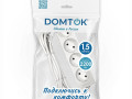 Удлинитель 4х1.5м без заземл. 10А IP20 2.2кВт ПВС 2х1 бел. DOMTOK 2354