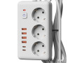 Удлинитель с сетевым фильтром 3х1.5м 10А 4USB + 2USBC 2500Вт ПВС 3х1 прямоуг. бел. КОСМОС FKsm1.5m-3gPF(W)USB