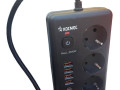 Удлинитель с сетевым фильтром 3х1.5м 10А 4USB + 2USBC 2500Вт ПВС 3х1 прямоуг. черн. КОСМОС FKsm1.5m-3gPF(B)USB