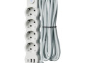 Удлинитель 4х1.5м с заземл. 10А IP20 USB type-Aх2 + type-C 2500Вт 220В ПВС 3х1 с выкл. бел. КОСМОС YKsm1.5m4g-Z-VU10А-W