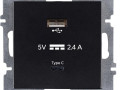 Розетка LAVIN/KAREN USB + TYPE-C механизм черн. ARVIA 50 07 2000 304