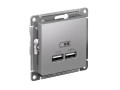 Розетка USB AtlasDesign тип A+A 5В 1х2.1А 2х1.05А механизм алюм. SE ATN000333