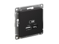 Розетка USB AtlasDesign тип A+C 5В/2.4А 2х5В/1.2А механизм карбон SE ATN001039
