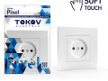 Розетка 1-м СП Pixel 16А IP20 без заземл. в сборе айс TOKOV ELECTRIC TKE-PX-R1F-C34