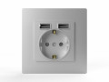 Розетка 1-м СП Pixel IP20 с заземл. с 2-мя заряд. устр. USB тип A+A механизм айс TOKOV ELECTRIC TKE-PX-R1U2A-C34