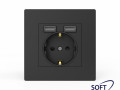 Розетка 1-м СП Pixel IP20 с заземл. с 2-мя заряд. устр. USB тип A+A механизм карбон TOKOV ELECTRIC TKE-PX-R1U2A-C14