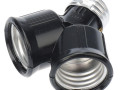 Разветвитель цокольный E27-2хE27 черн. Rexant 11-8860