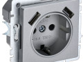 Розетка BRITE РЮш10-2-БрА 16А с USB A+A 3.1А с заземл. защ. шторки механизм алюм. IEK BR-R14-16-U21-D31-K47