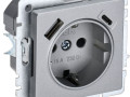 Розетка BRITE РЮш11-1-БрА 16А с USB A+C 18Вт с заземл. защ. шторки механизм алюм. IEK BR-R14-16-U22-018-K47