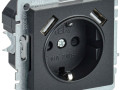 Розетка BRITE РЮш10-1-БрЧ 16А с USB A+A 2.1А с заземл. защ. шторки механизм черн. IEK BR-R14-16-U21-D21-K02