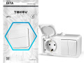 Блок ОП Dita (розетка 16А 250В с заземл. + 2-кл. выкл. 10А) IP54 бел. TOKOV ELECTRIC TKL-DT-V2RZ-C01-IP54