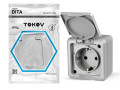 Розетка 1-м ОП Dita 16А IP54 250В с заземл. с крышкой сер. TOKOV ELECTRIC TKL-DT-R1Z-C06-IP54