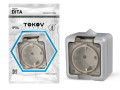 Розетка 1-м ОП Dita 16А IP54 250В с заземл. с прозр. крышкой сер. TOKOV ELECTRIC TKL-DT-R1Z-C06T-IP54