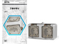 Розетка 2-м ОП Dita 16А IP54 250В с заземл. с прозр. крышкой сер.TOKOV ELECTRIC TKL-DT-R2Z-C06T-IP54