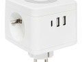 Разветвитель 3-м куб 2 гнезда 2хUSB 2.4А + тип C + ночник EKF UBA-CUB-T2-TC