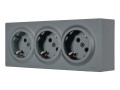Розетка 3-м ОП LETO с заземл. закрытый корпус ПБТ графит LEZARD 752-3400-127BUP