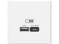 Розетка USB ArtGallery тип A+C 45Вт QC PD высокоскор. ЗУ механизм бел. SE GAL000129