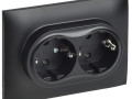 Розетка 2-м SKANDY 16А с заземл. защ. шторки в сборе SK-R07Bl черн. IEK SK-R24-16-K02-F