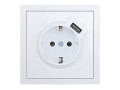 Розетка 1-м ZIMA IP20 + USB с заземл. механизм бел. LEZARD 704-0288-181