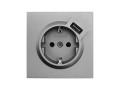 Розетка 1-м СП ZIMA IP20 + USB с заземл. механизм сер. матов. LEZARD 704-7488-181