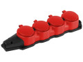 Колодка 4-м с заземл. 16A IP44 KX-4e-RED-IP44 каучук. красн. Эра Б0068456