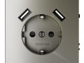 Розетка 1-м СП S70 16А с USB A+A с заземл. защ. шторки механизм шелк Voltum VLS040404