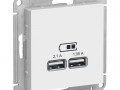 Механизм розетки USB AtlasDesign 5В 1порт х 2.1А 2порта х 1.05А бел. SchE ATN000133